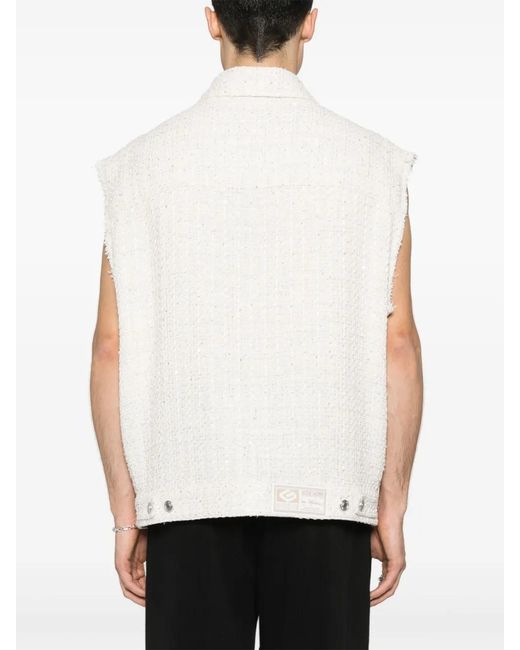 Gcds White Sequin-Embellished Tweed Gilet