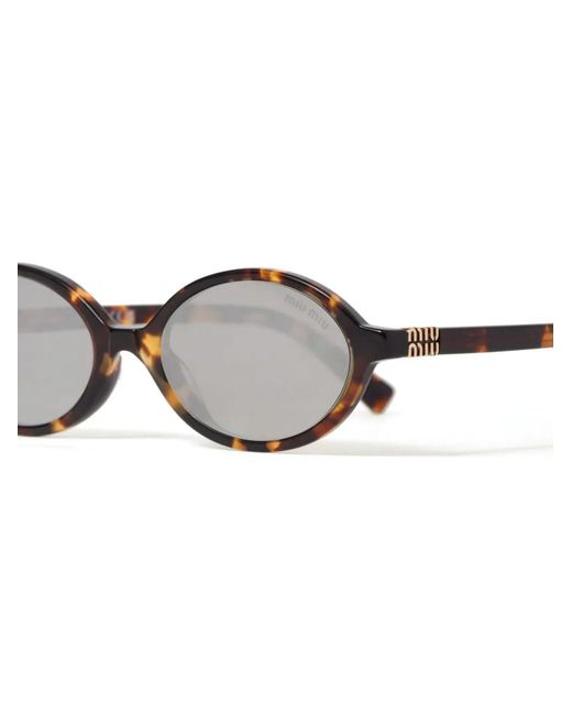Miu Miu Brown Regard Oval-Frame Sunglasses
