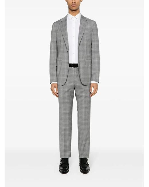 Zegna Gray Checked Single-Breasted Suit for men