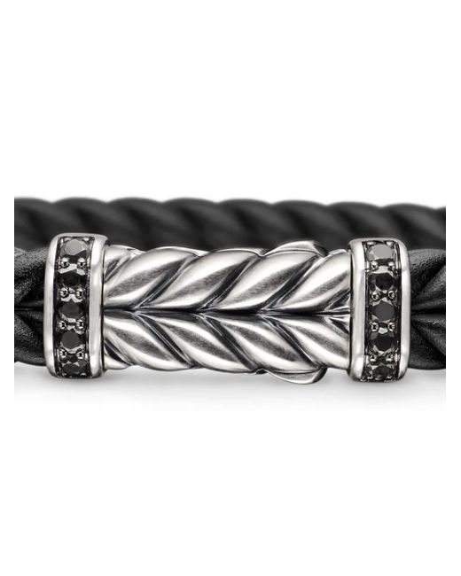 David Yurman White Sterling Chevron Diamond Bracelet (9Mm) for men