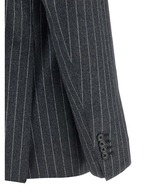 Tagliatore Gray Pinstripe-Pattern Wool Suit for men