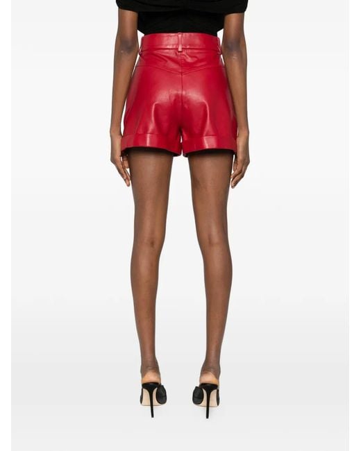MITILIANE COUTURE Red Button Leather Shorts