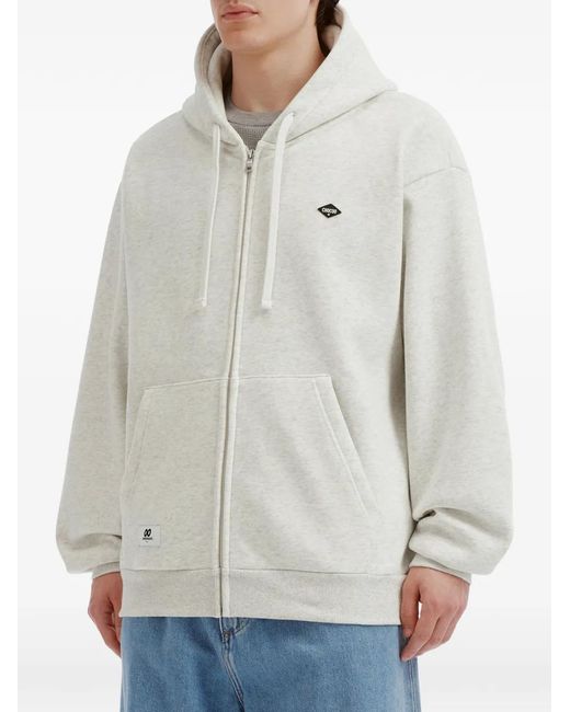Chocoolate White Logo-Patch Zip-Up Hoodie for men