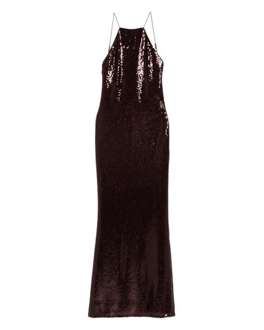Patrizia Pepe スパンコール ホルターネック ドレス Purple