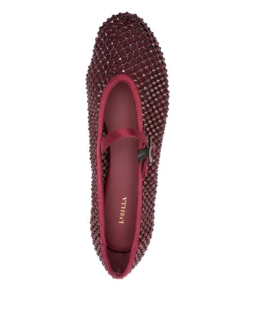 Le Silla Red Gilda Crystal-Embellished Ballet Flats