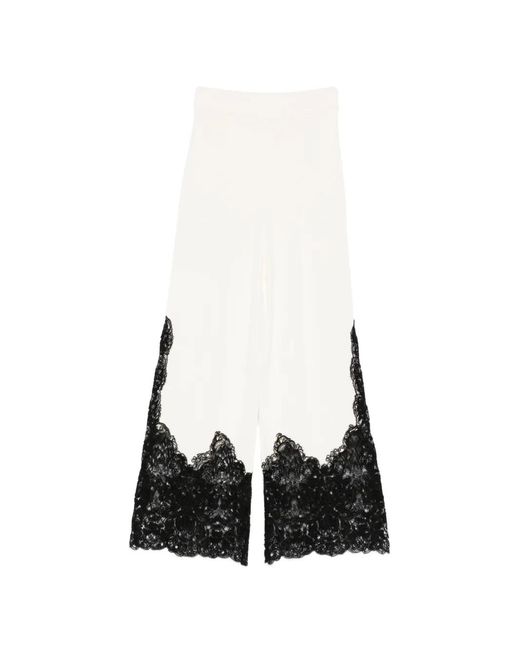 Ermanno Scervino White Pantalon À Détail De Dentelle
