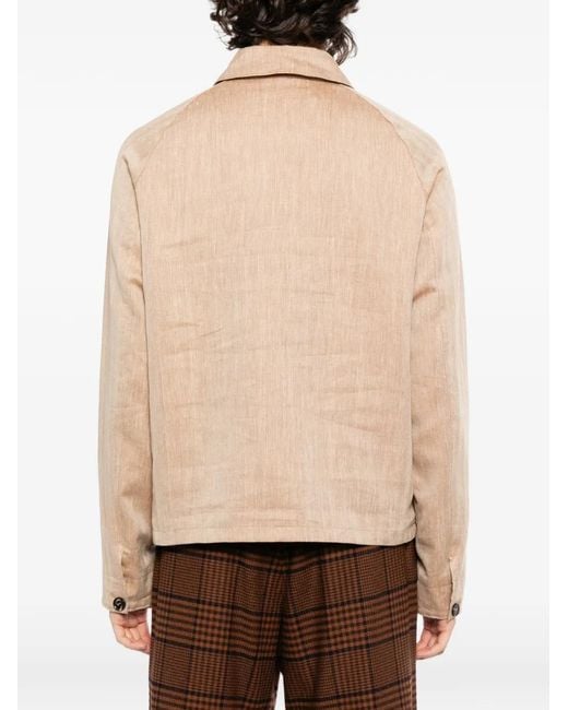 N.Peal Cashmere Natural Raglan Herringbone Jacket for men