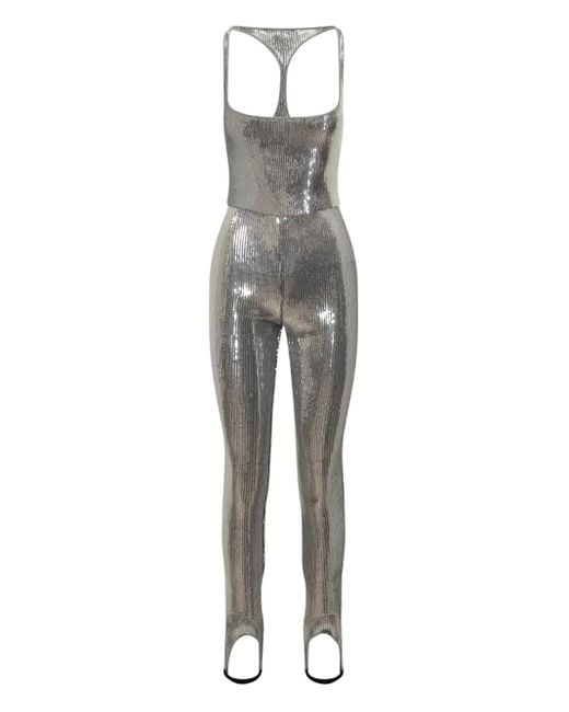 DSquared² Gray Vollpailletten-Jumpsuit mit Stegdetail