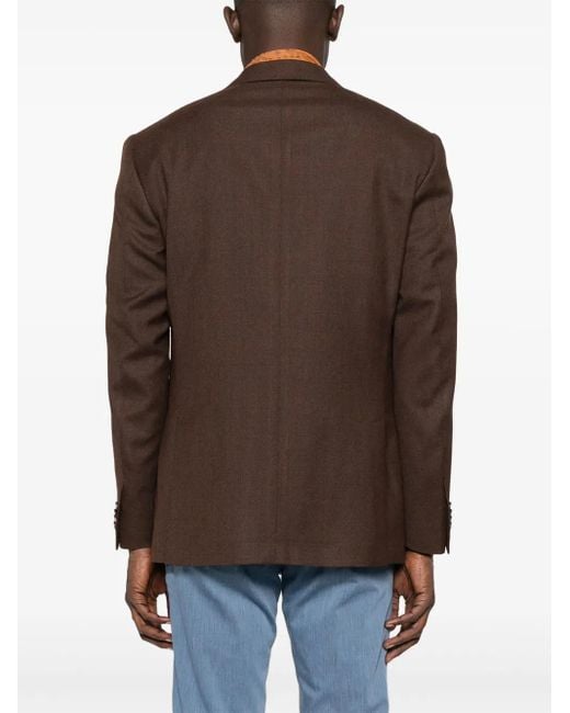 Blazer Con Due Bottoni E Tasca Applicata di Corneliani in Brown da Uomo