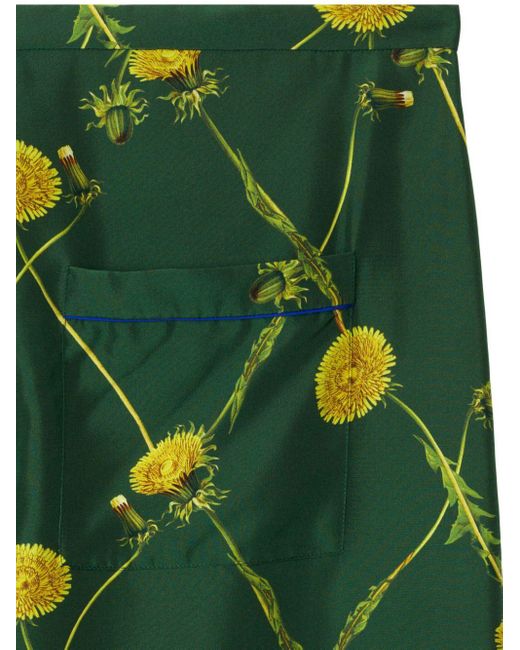 Burberry Dandelion Floral-print Flared Trousers in het Green