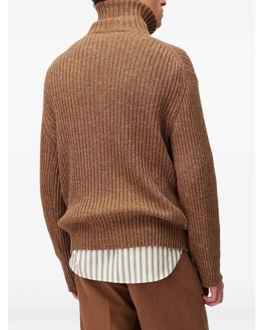 RETORI Brown Ribbed Zip-Up Sweater