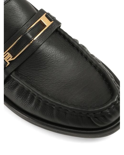 Sergio Rossi Black Bitt Logo-Plaque Ruched Loafers