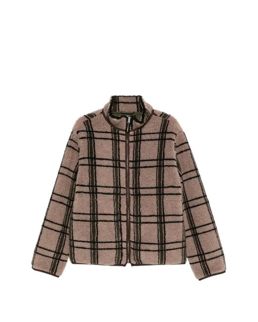 RANRA Brown Check-Pattern Fleece Jacket for men