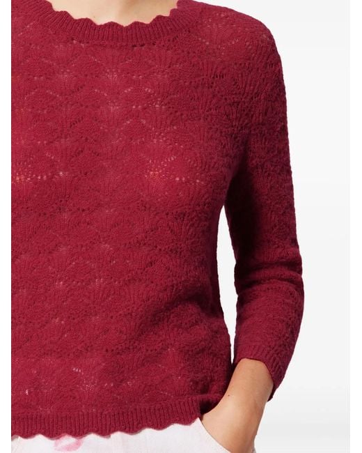 Isabel Marant Red Leonette Scalloped Pullover