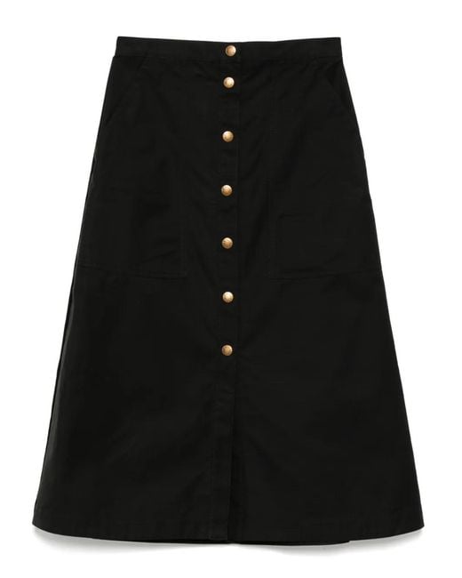 Moncler Button-Up Midi-Rok in het Black