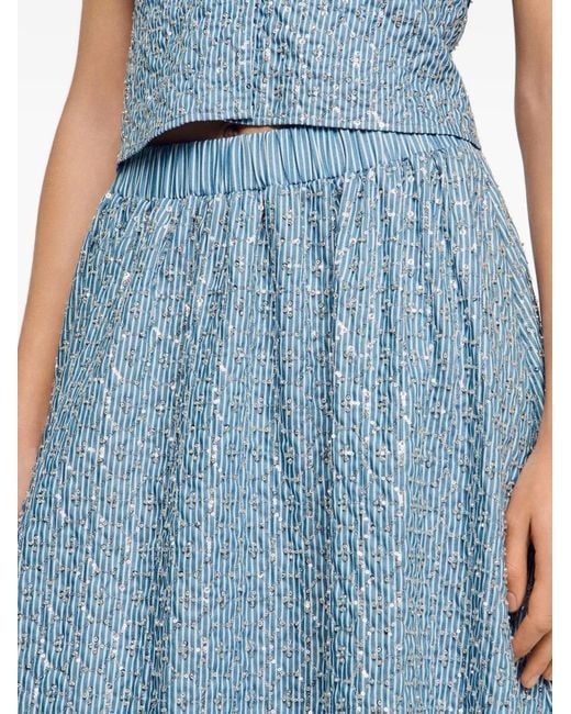 Sandro Blue Maxi Sequined Skirt