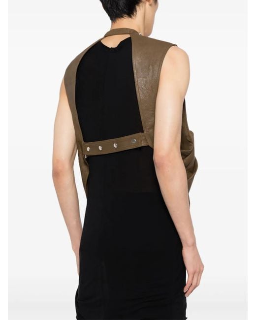 Rick Owens Natural Leather V-Neck Gilet for men