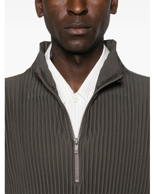Homme Plissé Issey Miyake Brown Zip-Up Pleated Top for men