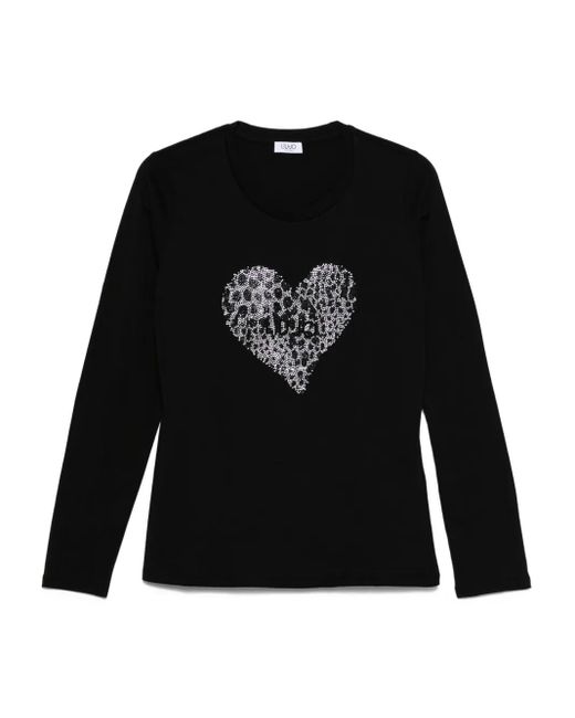Liu Jo ハートトリム ロングtシャツ Black