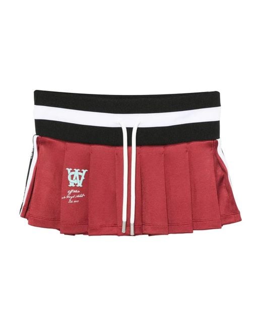 Off-White c/o Virgil Abloh Red Pleated Drawstring Skirt