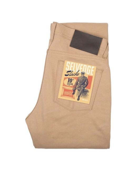 Naked & Famous Natural Weird Guy Selvedge Slacks Trousers for men