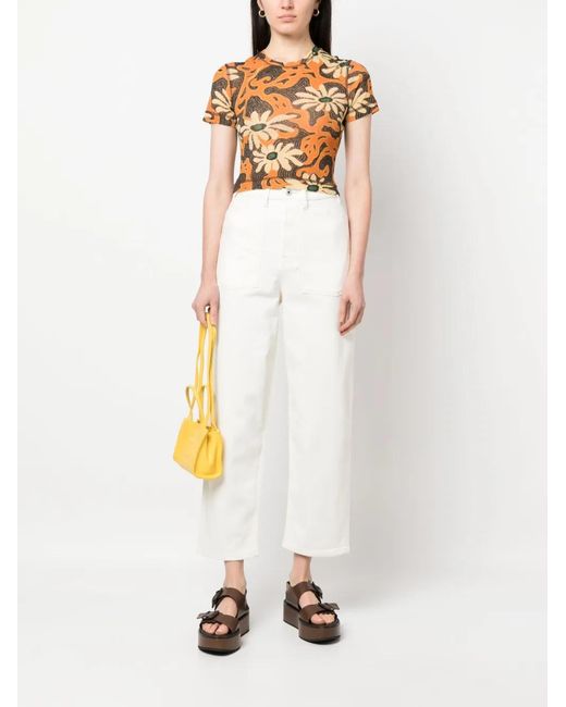KENZO White High-rise Straight-leg Jeans