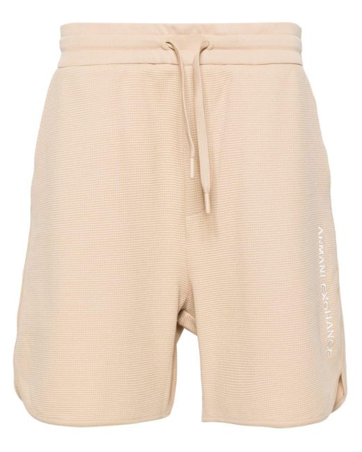 Armani Exchange Natural Logo-embroidered Waffle-effect Shorts for men