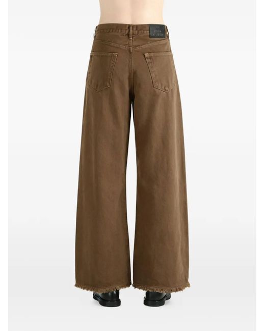 The Elder Statesman Green Frayed-Hem Wide-Leg Jeans