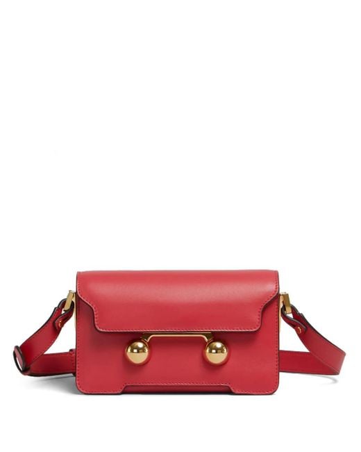 Marni Red Mini Sac Porté Épaule Trunk En Cuir