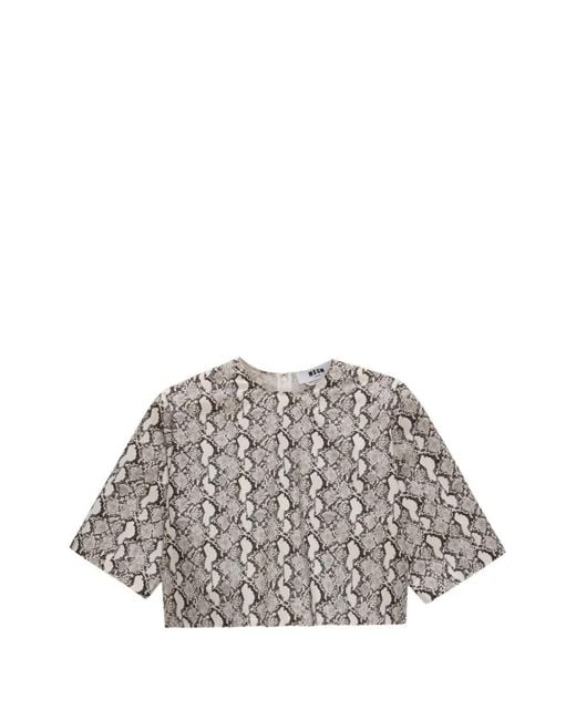 MSGM White Printed Short-Sleeved T-Shirt