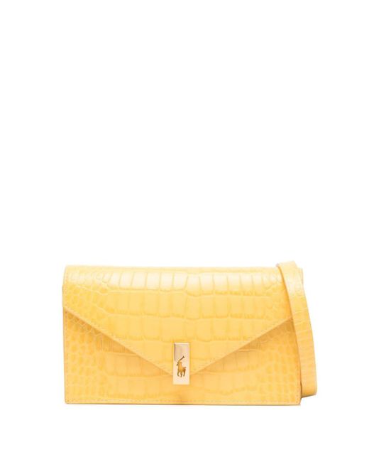 Polo Ralph Lauren Crocodile-effect Leather Bag in Yellow | Lyst