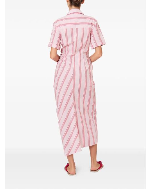 Rosie Assoulin Pink Ruffled Shirt Dress