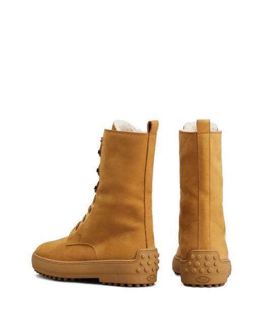 Tod's Brown Winter Gommino Leather Lace-Up Boots