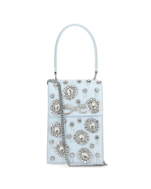 Self-Portrait Blue Crystal-Embellished Clutch Bag