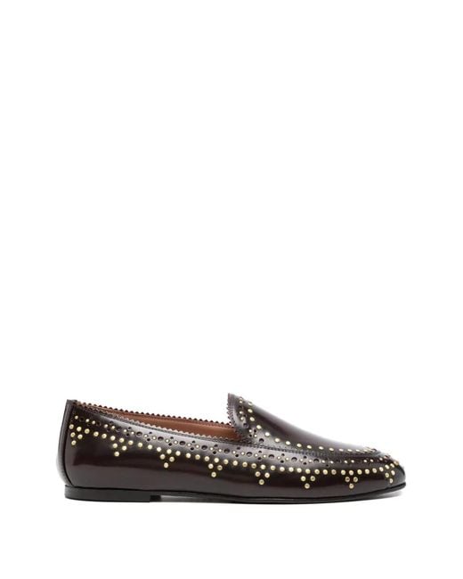 Aquazzura White Studded Loafers
