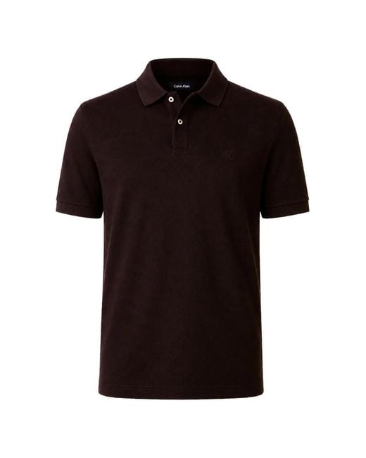 Calvin Klein Black Logo-Embroidered Polo Shirt for men