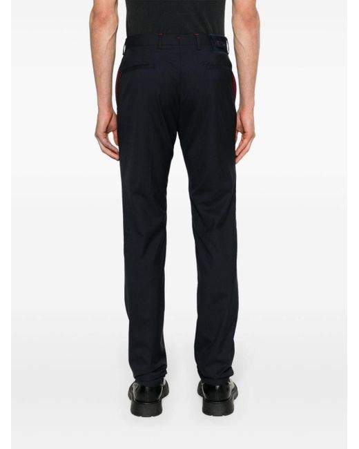 Kiton Blue Logo-embroidered Slim-fit Trousers for men