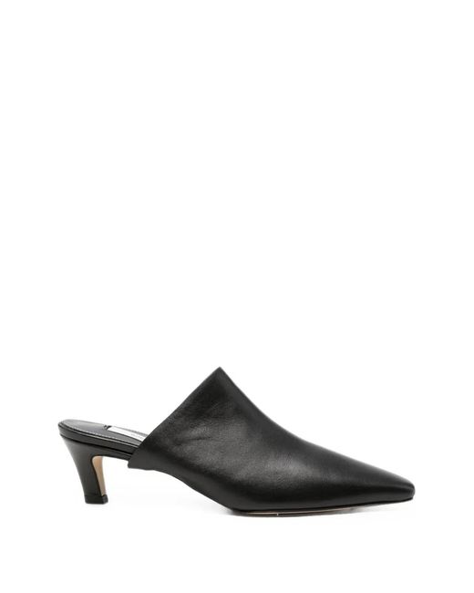Totême Black Pointed-Toe Leather Mules