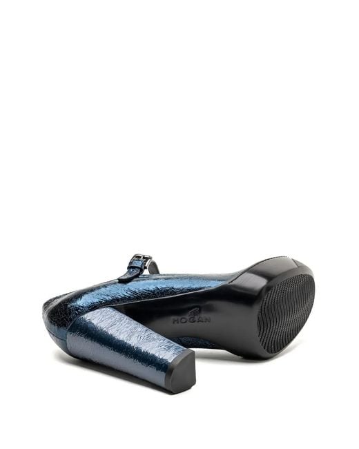 Hogan Blue Buckle-Strap Pumps
