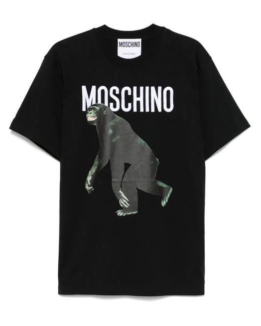 Moschino Black Graphic-Print T-Shirt for men