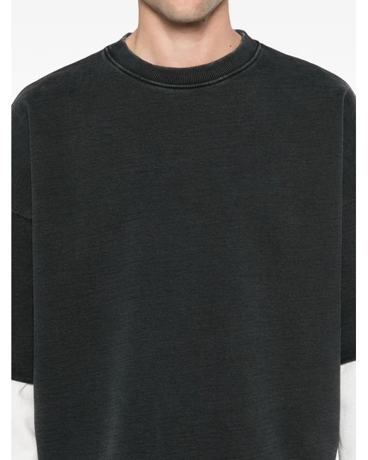 Stay Human On Earth Black Layered Sweatshirt for men