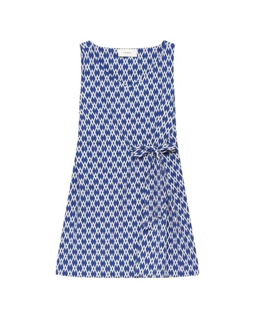Maliparmi Blue Diamond Glow Geometric-Print V-Neck Top