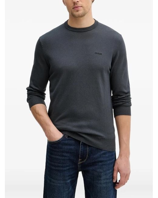 Guess Blue Logo-Embroidered Sweatshirt for men