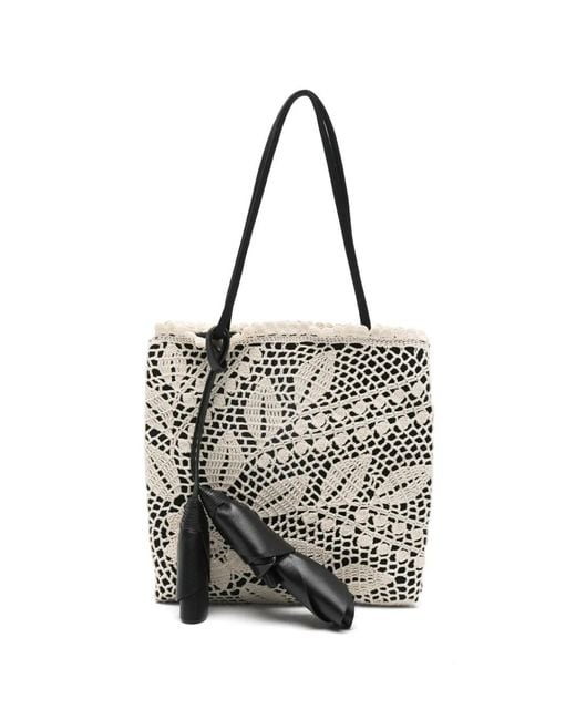 Magda Butrym White Julia Crochet Top-Handle Bag