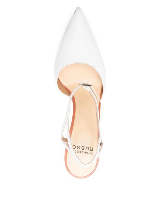 Francesco Russo White 90Mm Leather Pumps