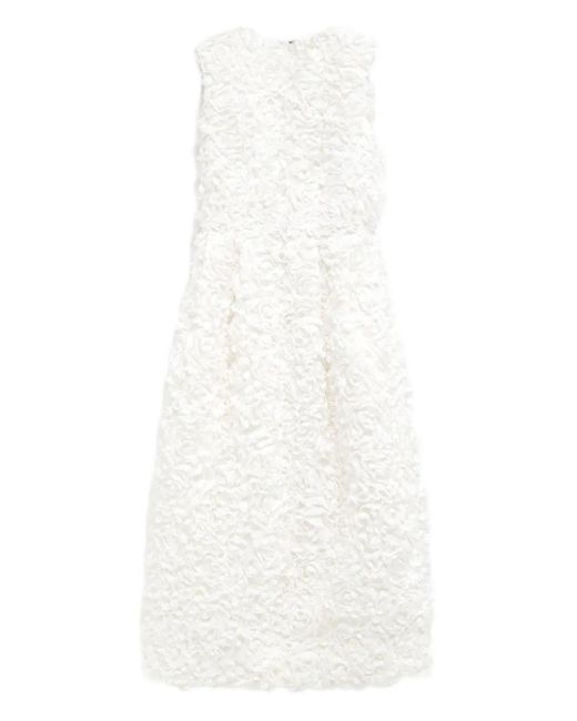 Comme des Garçons White Floral-Appliqué Midi Dress