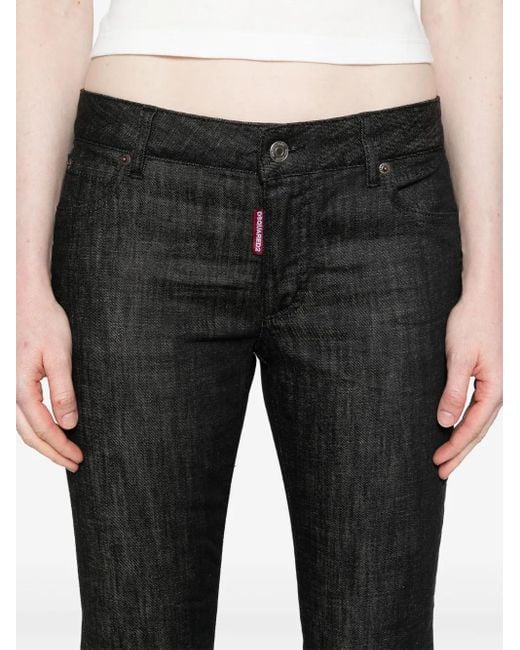 DSquared² Blue Flared Stretch Cotton Jeans With Mid-Rise And Distressed Effect