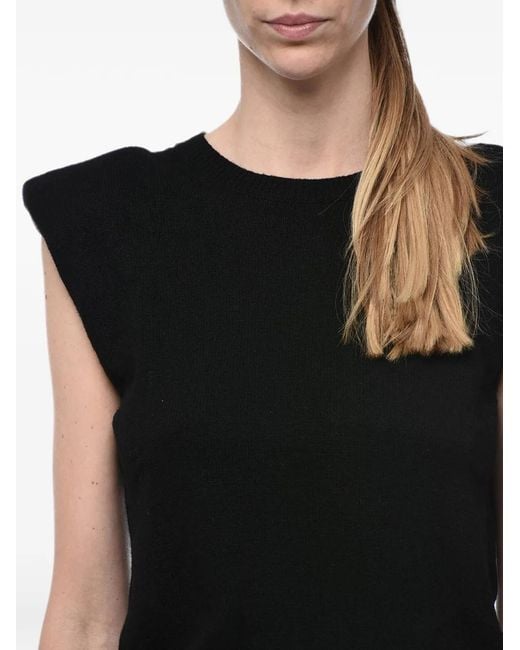 FEDERICA TOSI Black Padded-Shoulder Sleeveless Sweater