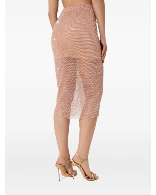 Santa Brands White Crystal-Embellished Midi Skirt