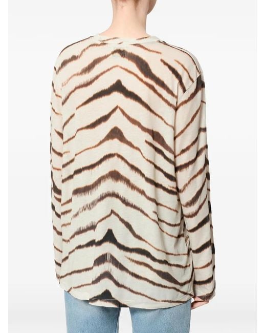 Isabel Marant White Zakane Zebra-Print Jersey T-Shirt